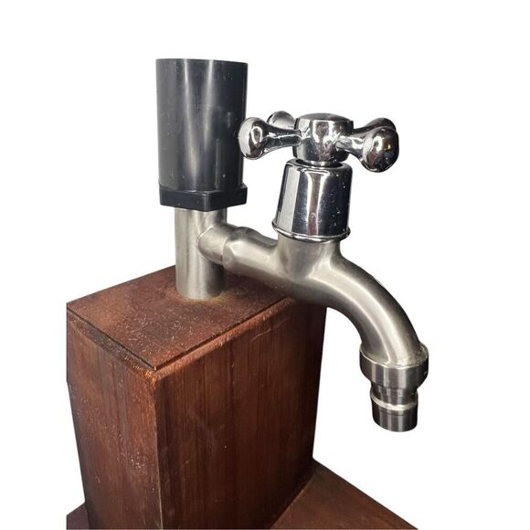 Merch Source Liquor Bottle Dispenser Wood Metal Faucet Vintage Inspired - Picture 3 of 8
